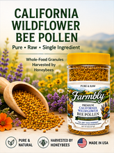 Load image into Gallery viewer, Farmbly California Bee Pollen Granules, Raw Wildflower, Pure &amp; Natural, Single Ingredient Honeybee Pollen, Whole Food Granules for Smoothies, Yogurt &amp; Oatmeal, 8 oz

