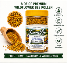Load image into Gallery viewer, Farmbly California Bee Pollen Granules, Raw Wildflower, Pure &amp; Natural, Single Ingredient Honeybee Pollen, Whole Food Granules for Smoothies, Yogurt &amp; Oatmeal, 8 oz
