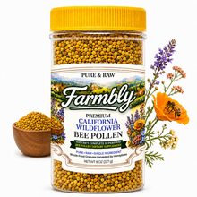 Load image into Gallery viewer, Farmbly California Bee Pollen Granules, Raw Wildflower, Pure &amp; Natural, Single Ingredient Honeybee Pollen, Whole Food Granules for Smoothies, Yogurt &amp; Oatmeal, 8 oz
